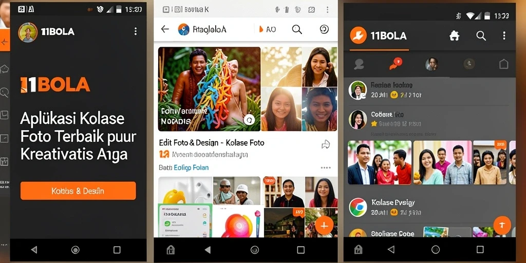 Screenshot antarmuka 11BOLA menampilkan fitur kolase foto yang menarik.