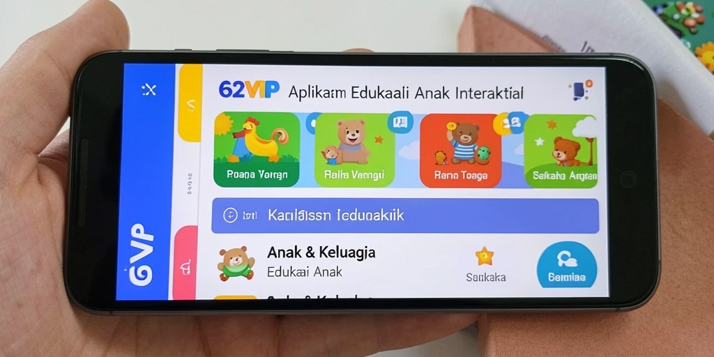 Tampilan antarmuka ramah anak dari 62VIP untuk edukasi.