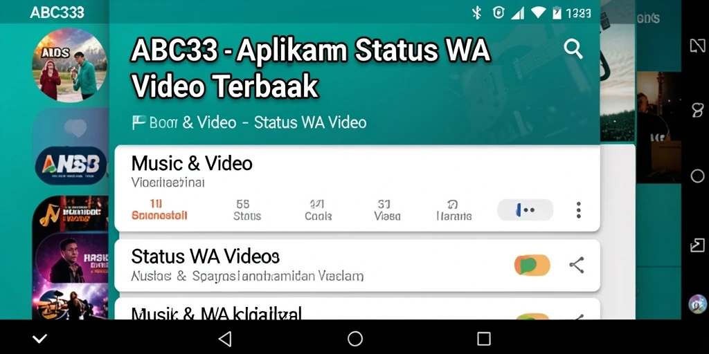 Antarmuka pengguna ABC33 untuk video status WA yang menarik.
