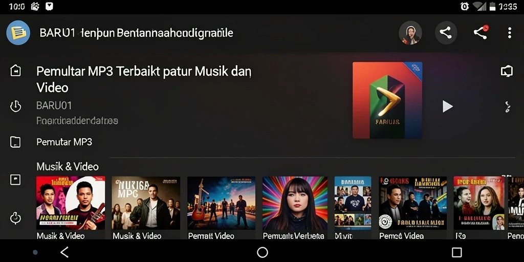 Tampilan antarmuka intuitif BARU01 untuk pemutar MP3.