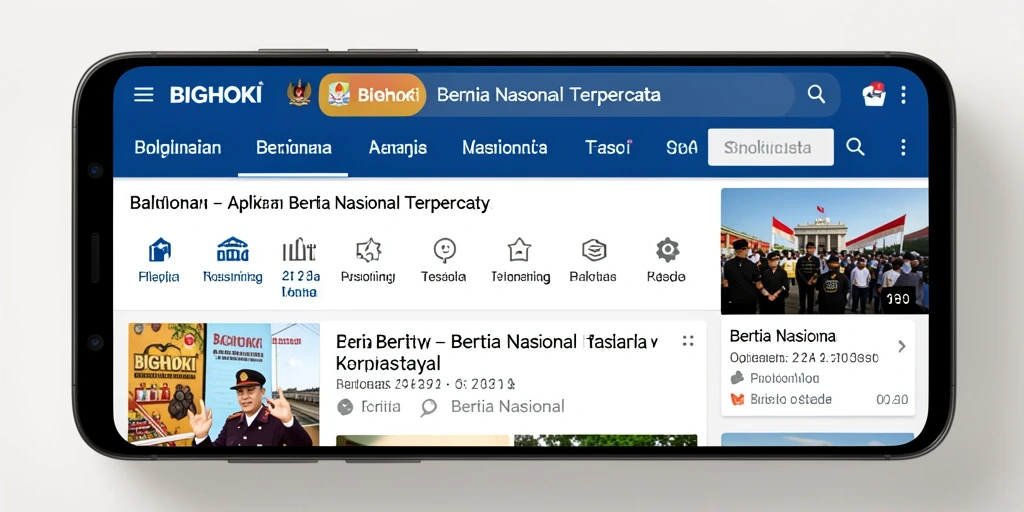 Antarmuka BIGHOKI yang menampilkan berita nasional terkini.