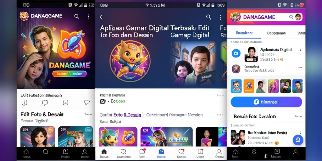 Tampilan antarmuka aplikasi DANAGAME untuk pengeditan gambar digital.