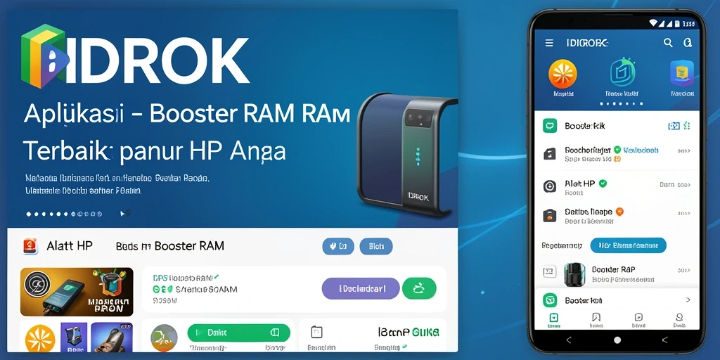 Antarmuka user-friendly <strong>IDROK</strong> dengan fungsi Booster RAM yang efektif.