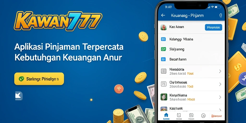 Tampilan utama aplikasi KAWAN777 yang user-friendly dan informatif.