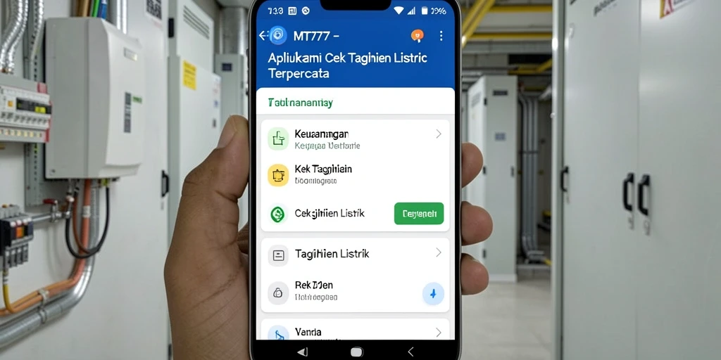 Tampilan antarmuka aplikasi Cek Tagihan Listrik MT777 yang user-friendly.