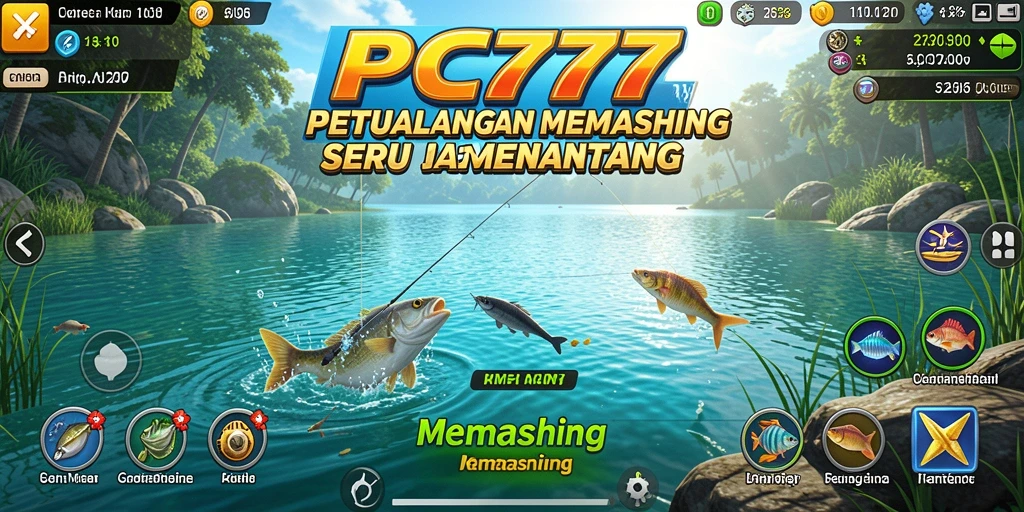 Tampilan antarmuka pengguna game Memancing yang menarik dan intuitif.
