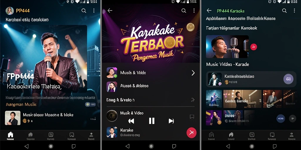 Antarmuka aplikasi PP444 yang menarik dan mudah digunakan untuk Karaoke.