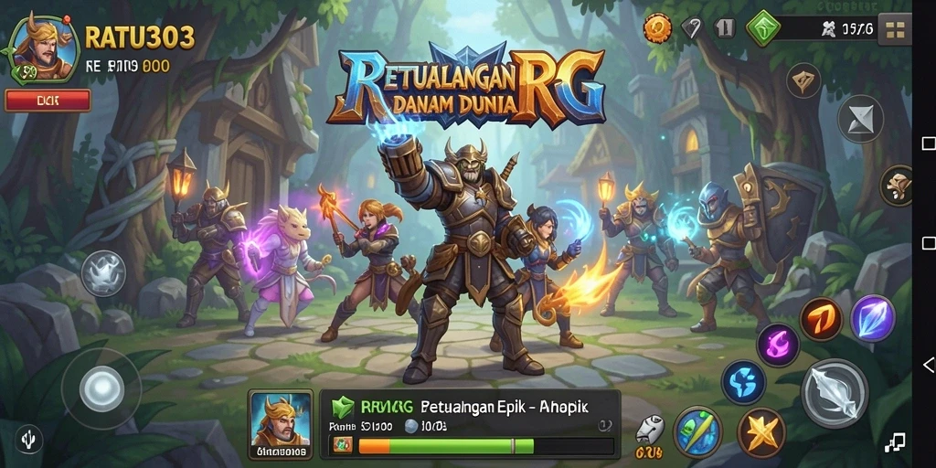 Tampilan antarmuka permainan RPG yang menarik dan interaktif.