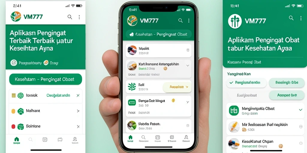 Antarmuka pengguna VM777 menampilkan jadwal dan pengingat obat.