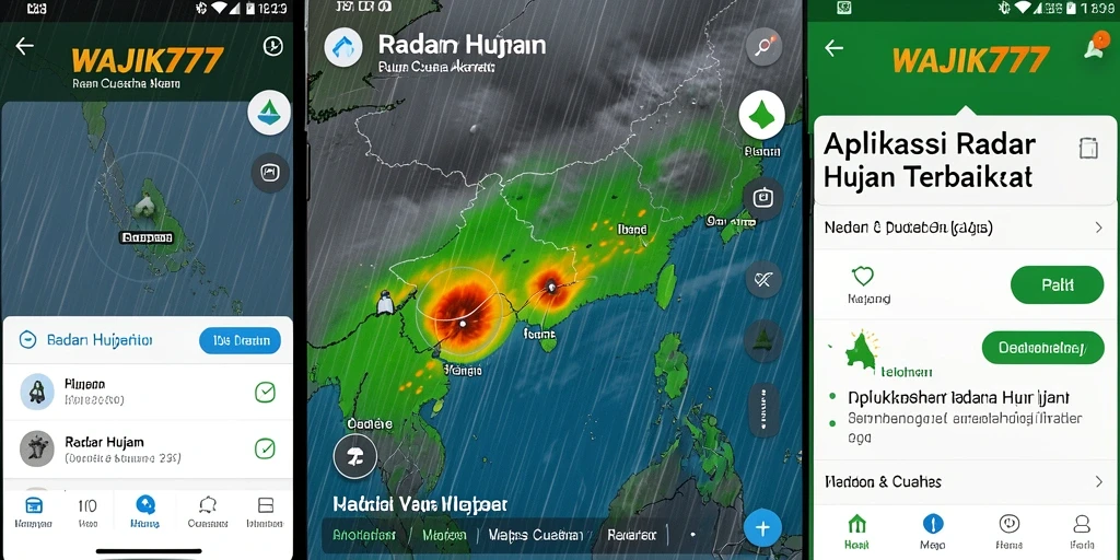 Tampilan antarmuka aplikasi WAJIK777 yang menampilkan radar hujan.